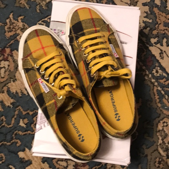 yellow plaid sneakers